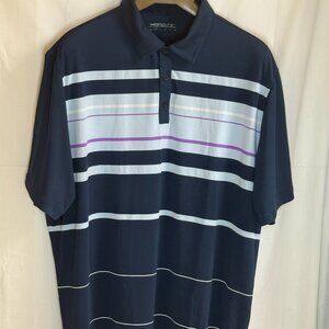 Nike Golf Men's Dri-Fit Short Sleeves w/ Collar Striped Polo Shirt - Blue - 2XL